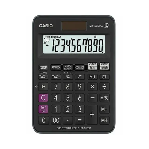 Casio MJ-100D Plus-W-DP-W Check & Recheck Mini Desk Type Calculator – View 1