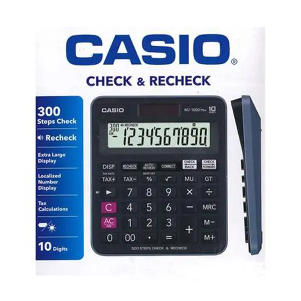 Casio MJ-100D Plus-W-DP-W Check & Recheck Mini Desk Type Calculator – View 2
