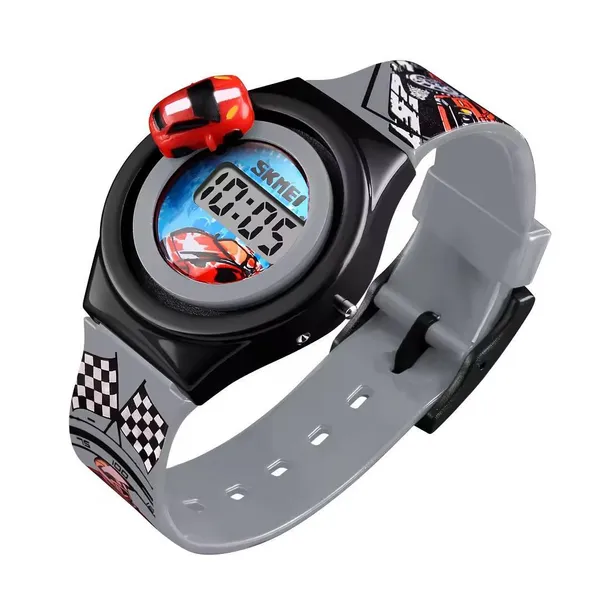 Skmei 1376 Fashion Car Digital Chronograph Plastic Kid's Watch – Dial Color: Grey, Strap Color: Grey – View 2