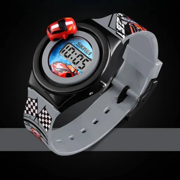 Skmei 1376 Fashion Car Digital Chronograph Plastic Kid's Watch – Dial Color: Grey, Strap Color: Grey – View 3