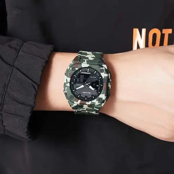 SKMEI 2328 Dual Movement Rubber Strap Sporty Men’s Watch – Dial Color: Black, Strap Color: Multicolor – View 2