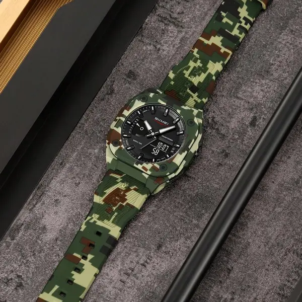 SKMEI 2328 Dual Movement Rubber Strap Sporty Men’s Watch – Dial Color: Black, Strap Color: Multicolor – View 3