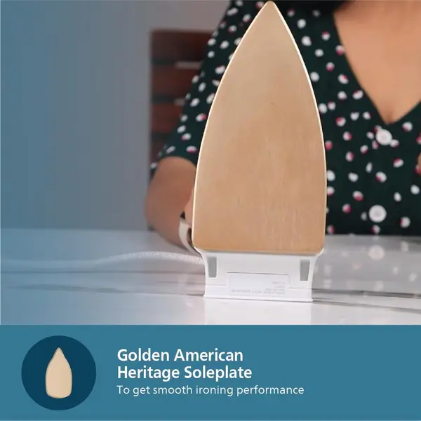 Philips HI114/28 1000-Watt Golden American Heritage Soleplate Dry Iron – View 5