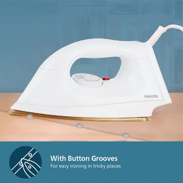 Philips HI114/28 1000-Watt Golden American Heritage Soleplate Dry Iron – View 3