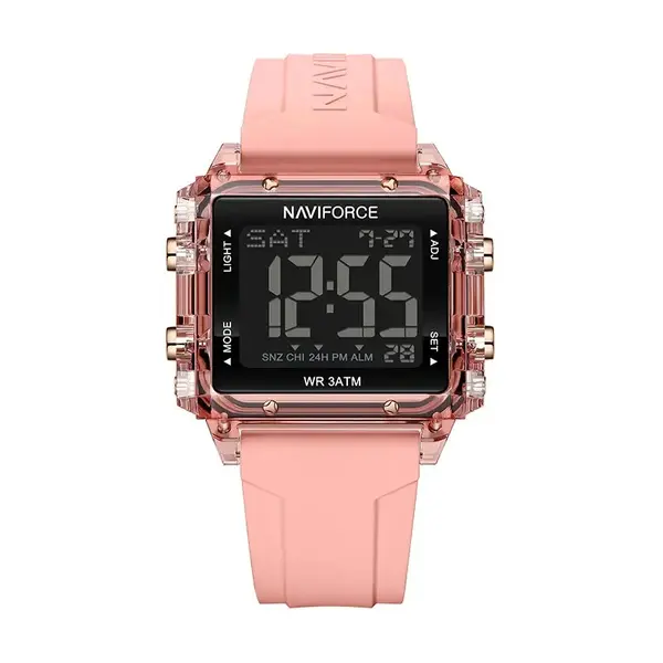 NAVIFORCE NF7101 Casual Sports Electronic Women's Watch  – Dial Color: Pink, Strap Color: Pink – View 1