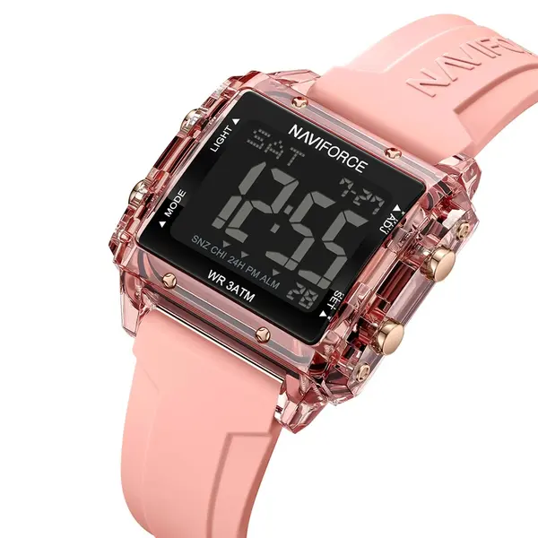 NAVIFORCE NF7101 Casual Sports Electronic Women's Watch  – Dial Color: Pink, Strap Color: Pink – View 3