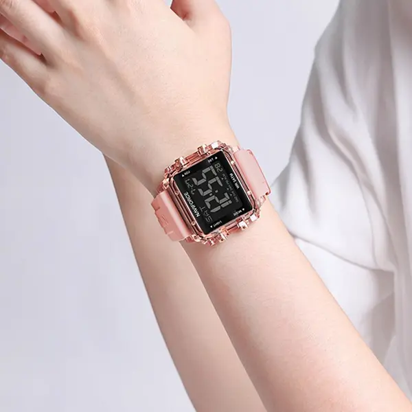 NAVIFORCE NF7101 Casual Sports Electronic Women's Watch  – Dial Color: Pink, Strap Color: Pink – View 4