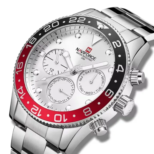 NAVIFORCE 9147 Fashion Full Steel Waterproof Casual Quartz Men's Watch – Dial Color: Silver, Strap Color: Silver – View 2