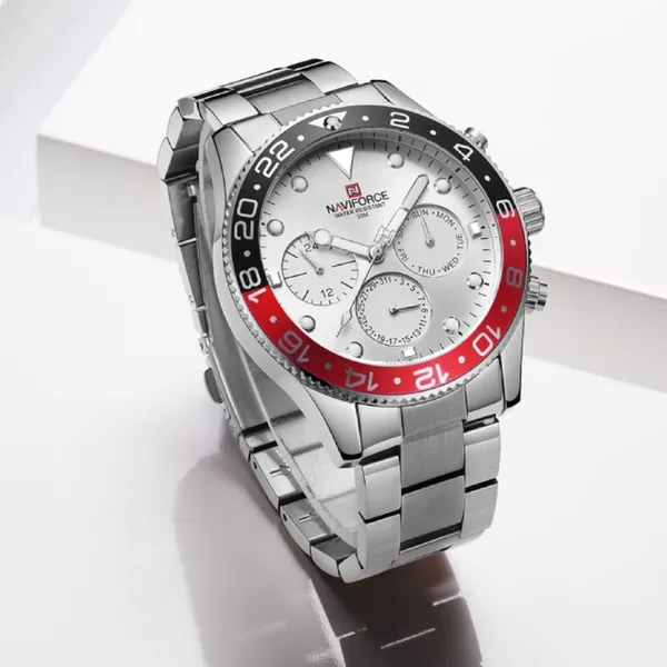 NAVIFORCE 9147 Fashion Full Steel Waterproof Casual Quartz Men's Watch – Dial Color: Silver, Strap Color: Silver – View 3