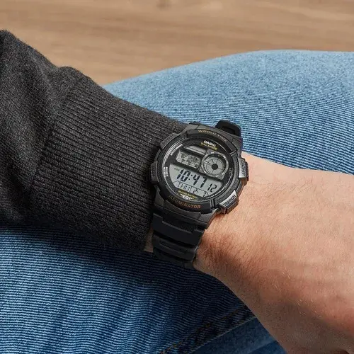 Casio AE-1000W-1AVDF Youth World Time Water Resistant Multifunctional Digital Watch  – Dial Color: Black, Strap Color: Black – View 5