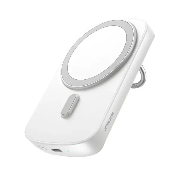 JOYROOM JR-W030 Ring and Stand up to 20W Built-in Super Strong Magnetic Wireless Power Bank – Color: White – View 1