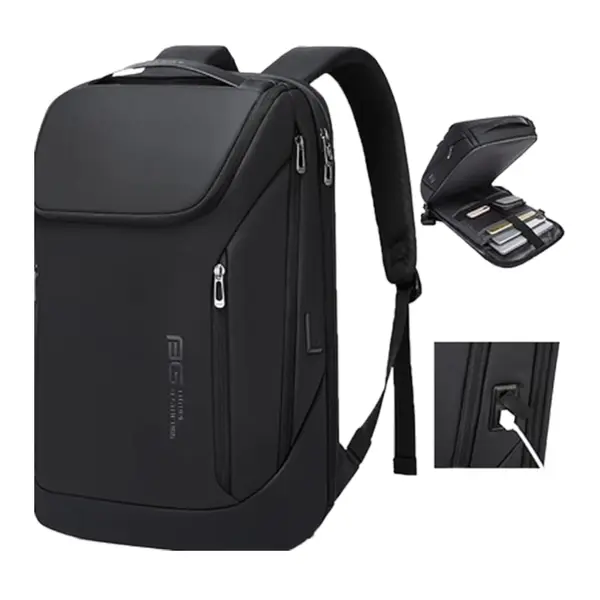 Bange BG-2517 Men Business Waterproof Backpack with USB Port – Color: Black – View 2