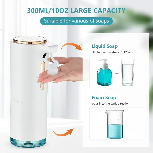 Automatic 3 Levels Adjustable Touchless Foaming Hand Liquid Soap Dispenser With 300ml USB Rechargeable – View 4