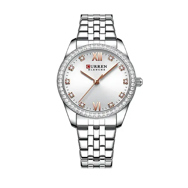 CURREN 9086 Quartz Movement Stainless Steel Women Watch – Dial Color: Silver, Strap Color: Silver – View 1