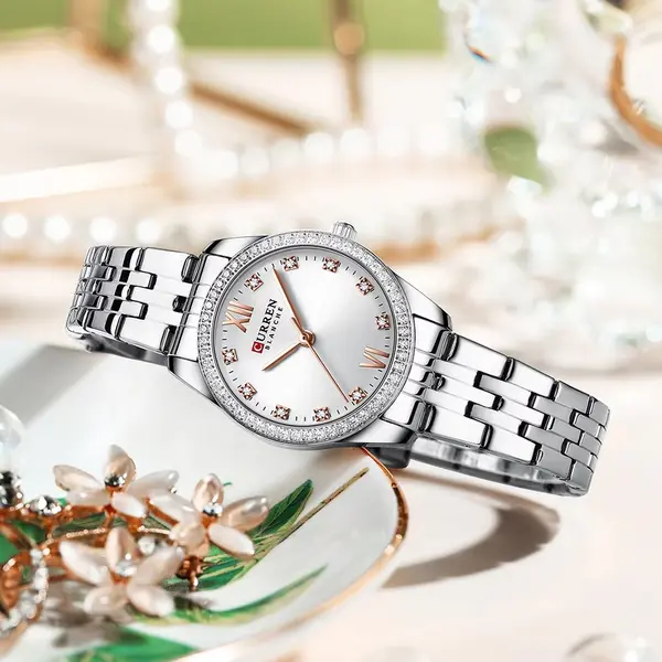 CURREN 9086 Quartz Movement Stainless Steel Women Watch – Dial Color: Silver, Strap Color: Silver – View 4