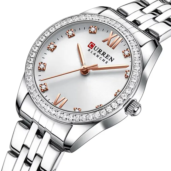 CURREN 9086 Quartz Movement Stainless Steel Women Watch – Dial Color: Silver, Strap Color: Silver – View 2