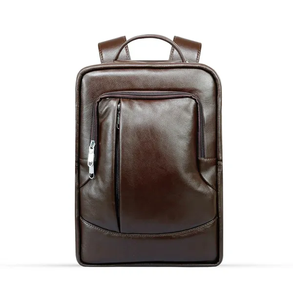 100% Genuine Cow Leather Unique & Stylish Big Size Leather Backpack – Color: Brown – View 1