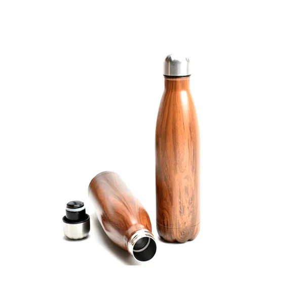 500m Stainless Steel Insulated Cola Shaped Wood Grain Printing Water Bottle – View 4