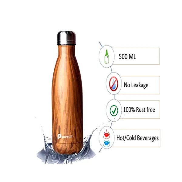 500m Stainless Steel Insulated Cola Shaped Wood Grain Printing Water Bottle – View 2