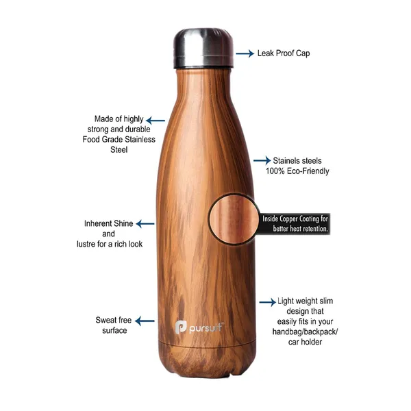 500m Stainless Steel Insulated Cola Shaped Wood Grain Printing Water Bottle – View 5
