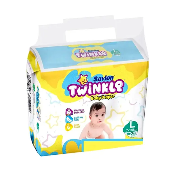 Twinkle Dry Lock Ensures Low Rewet Belt System Baby Diaper – Quantity: 26 pcs – View 1