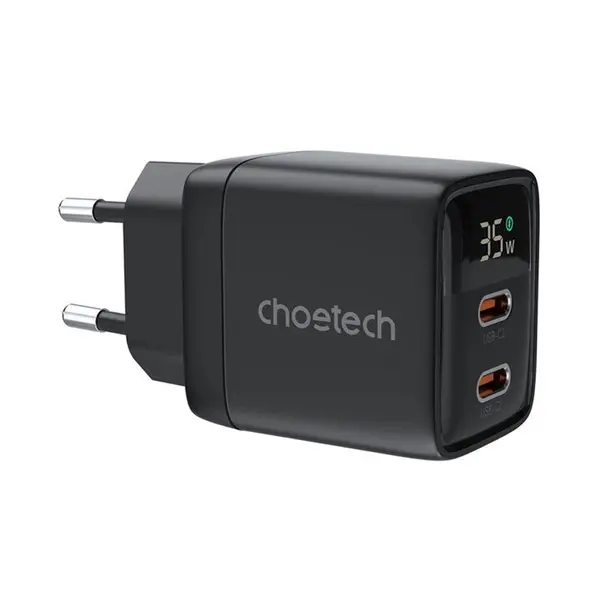 Choetech PD6051 35W GaN Dual USB-C Fast Charger with LED Display – View 1