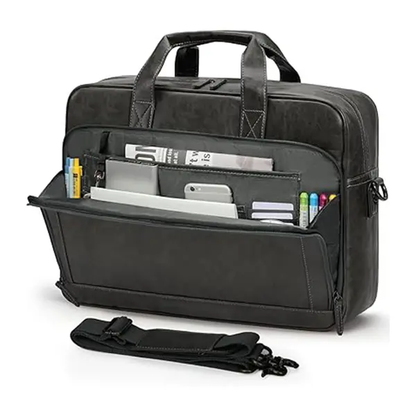 RAINSMORE Mens 16 Inch Crossbody Shoulder Office Bag Retro College Satchel – Color: Gray – View 1