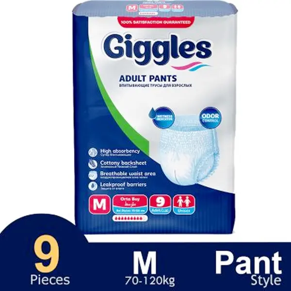 Giggles Upto 12 hours dryness Soft and Cotton-Like Layer Adult Pants – Size: M, Quantity: 30 pcs – View 2