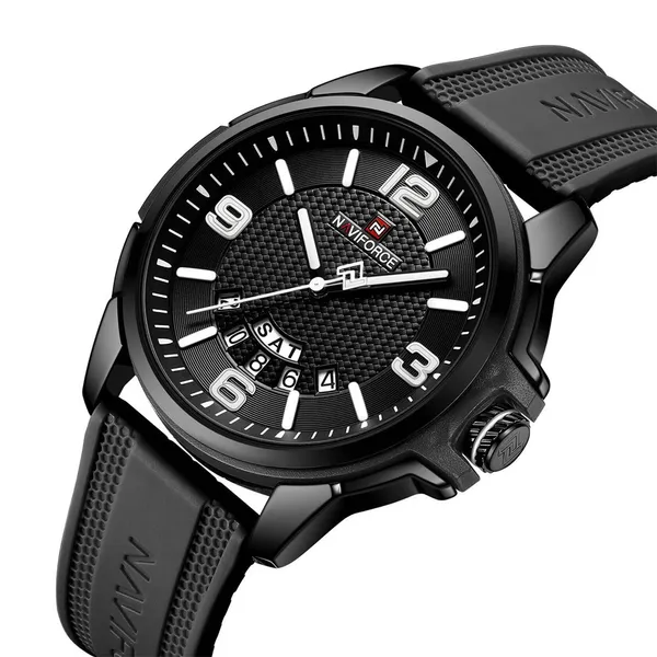NAVIFORCE NF9215T Trendy Sports Men’s Watch – Dial Color: Black, Strap Color: Black – View 2
