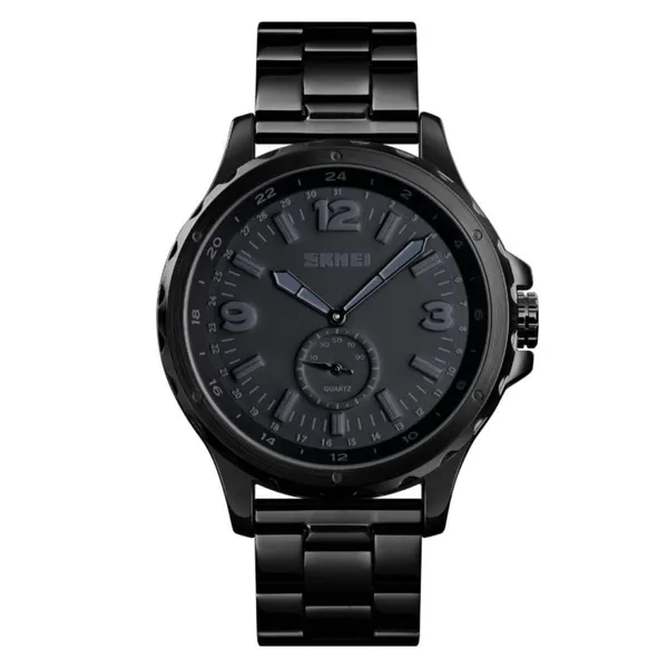 SKMEI 1513 Unique Design Analog Quartz Men's Watch – Dial Color: Black, Strap Color: Black – View 1