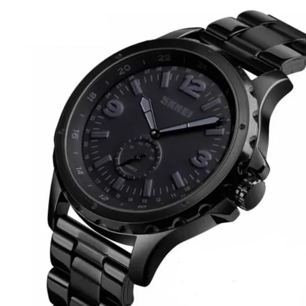 SKMEI 1513 Unique Design Analog Quartz Men's Watch – Dial Color: Black, Strap Color: Black – View 2