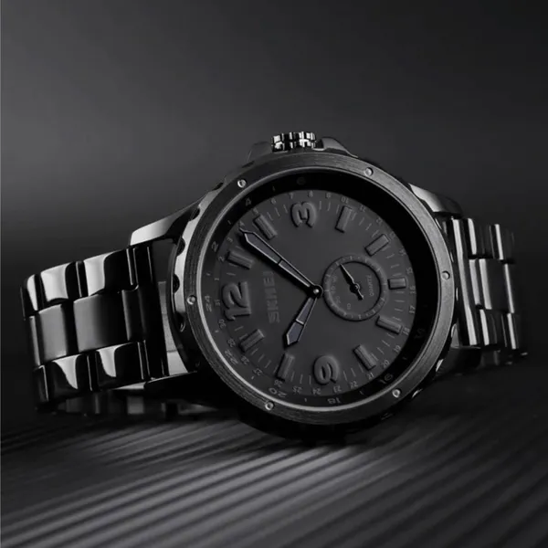 SKMEI 1513 Unique Design Analog Quartz Men's Watch – Dial Color: Black, Strap Color: Black – View 4