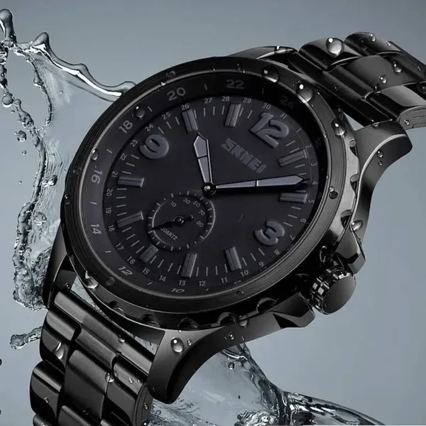 SKMEI 1513 Unique Design Analog Quartz Men's Watch – Dial Color: Black, Strap Color: Black – View 5