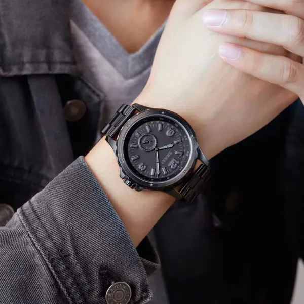 SKMEI 1513 Unique Design Analog Quartz Men's Watch – Dial Color: Black, Strap Color: Black – View 6