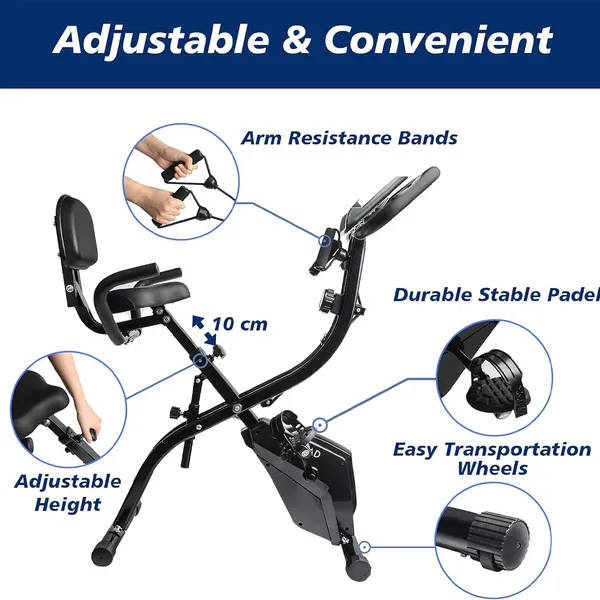 Folding Upright Exercise Bike with Adjustable Resistance   – View 5