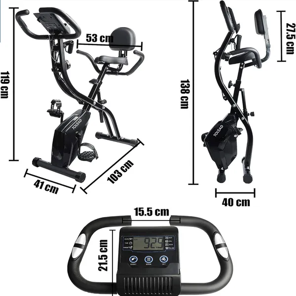 Folding Upright Exercise Bike with Adjustable Resistance   – View 3