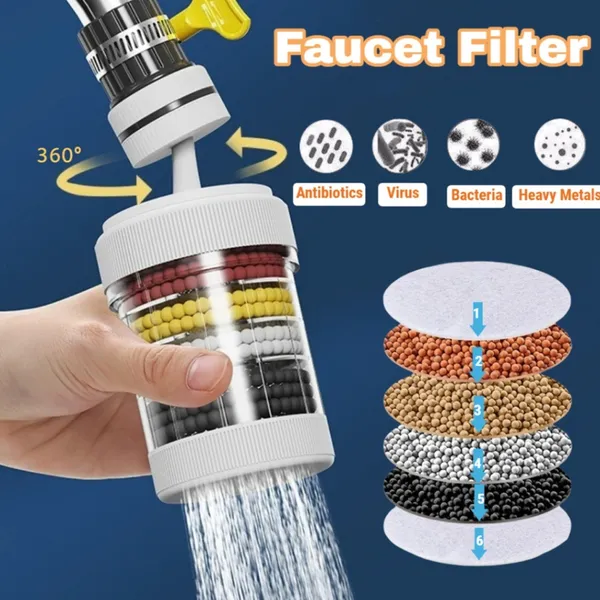 6 Layer Water Filter Faucet Water Purifier 360 Degree Rotatable | Kitchen Tap Water Filter – View 1
