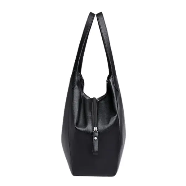 Trendy Solid Color PU Leather Crossbody Shoulder Bag – Color: Black – View 2