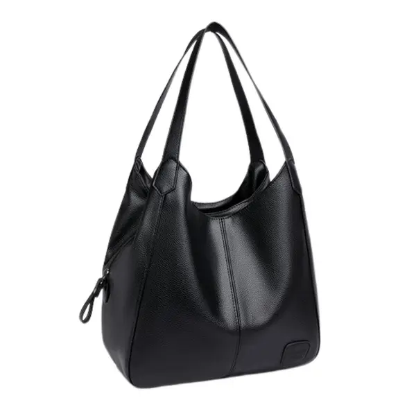 Trendy Solid Color PU Leather Crossbody Shoulder Bag – Color: Black – View 3
