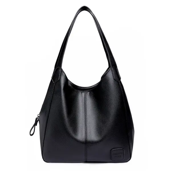 Trendy Solid Color PU Leather Crossbody Shoulder Bag – Color: Black – View 1
