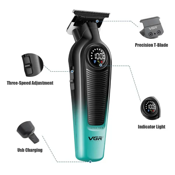 VGR V-996 Professional Hair Trimmer – Color: Green – View 2