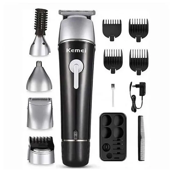 Kemei KM-1015 10 in 1 Electric Rechargeable Waterproof Hair Trimmer – Color: Black – View 2