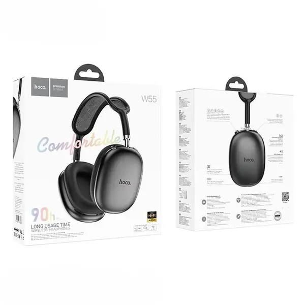 Hoco W55 Ultra Max Sports Bluetooth Wireless Headphones With Microphone – Color: Black – View 2