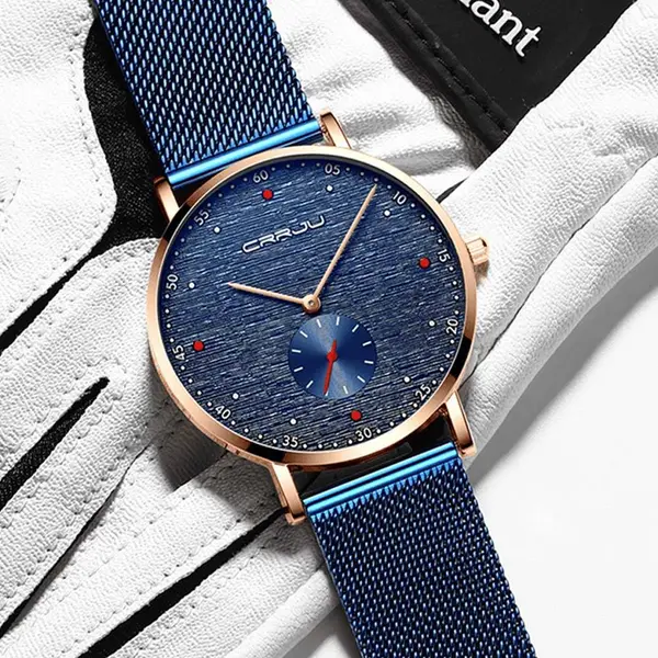 CRRJU 2163 Minimalist Stainless Steel Multifunctional Analog Quartz Men's Watch – Dial Color: White, Strap Color: Silver – View 3