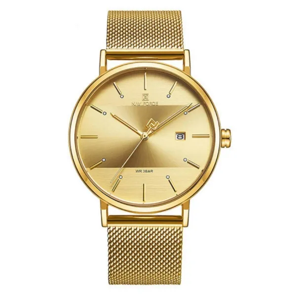 Naviforce NF3008G Analog Quartz Men’s Watch – Dial Color: Gold, Strap Color: Gold – View 1