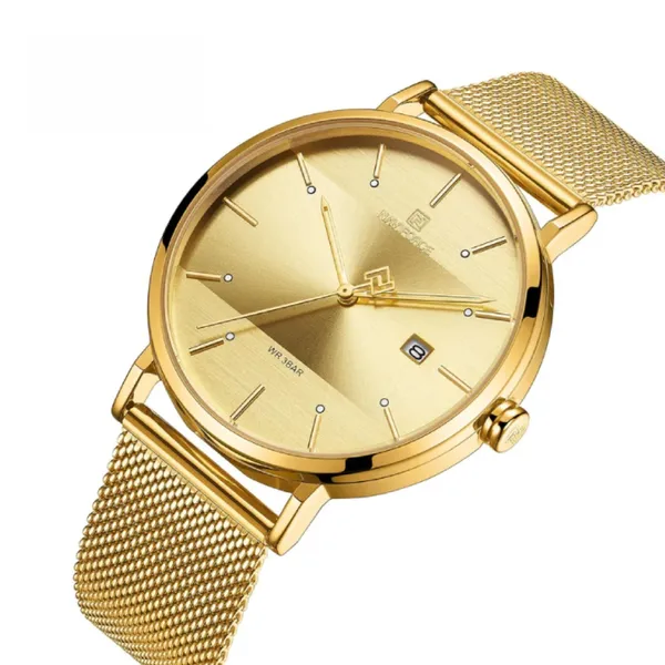 Naviforce NF3008G Analog Quartz Men’s Watch – Dial Color: Gold, Strap Color: Gold – View 2