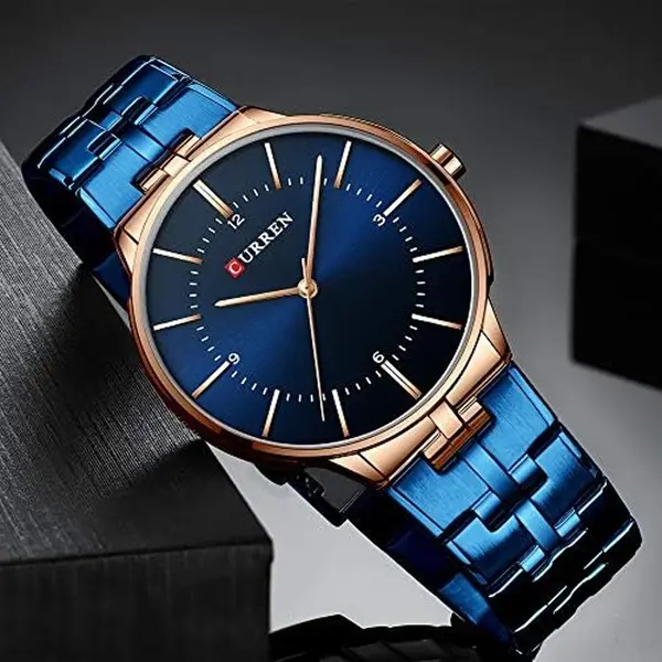 Curren 8321 High Quality Stainless Steel Waterproof Analog Men's Watch – Dial Color: Blue, Strap Color: Blue – View 3