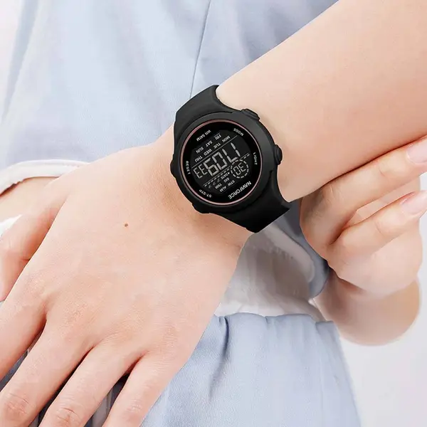 Naviforce NF7119 Comfortable Silicone Strap Trendy Sport Fashion Digital Women's Watch – Dial Color: Black, Strap Color: Black – View 2