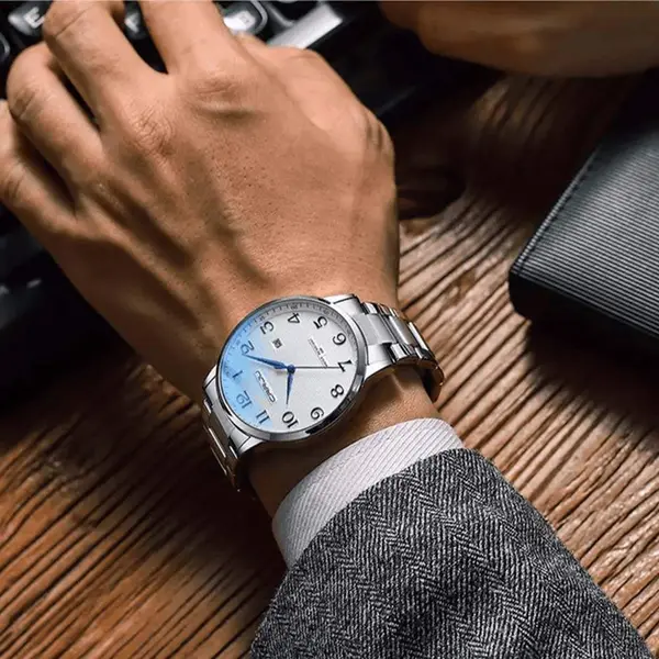 CRRJU 5009 Stainless Steel Analog Simple Classic Men's Watch – Dial Color: White, Strap Color: Silver – View 4