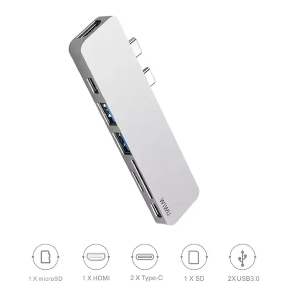 WiWU T8 USB 7-in-1 Type-C Hub Adapter – View 2